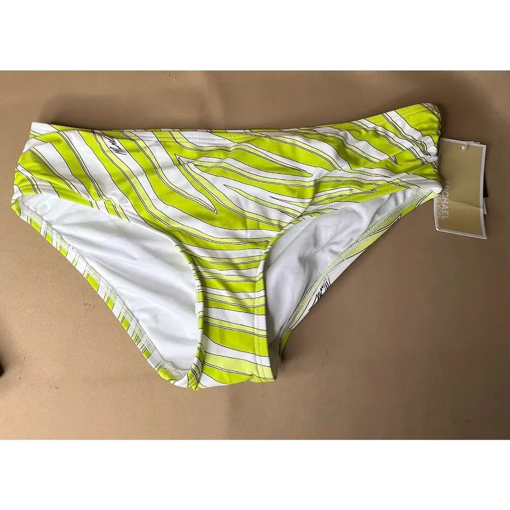 Michael Kors Limeade Zebra Print Bikini Bottom M NWT